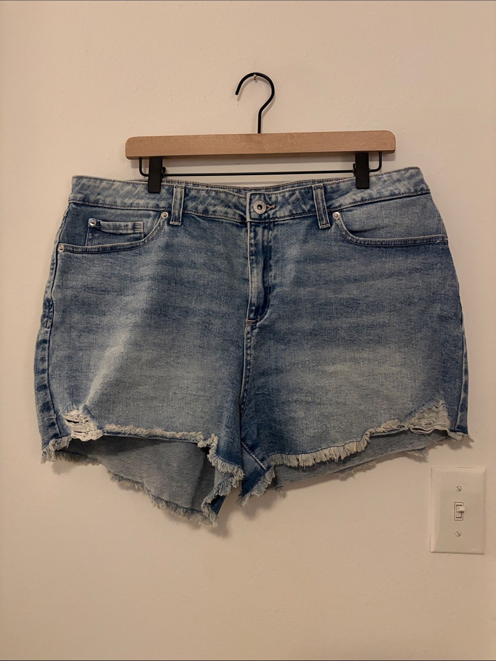 INC core denim Distressed Light Blue Denim Women's Shorts